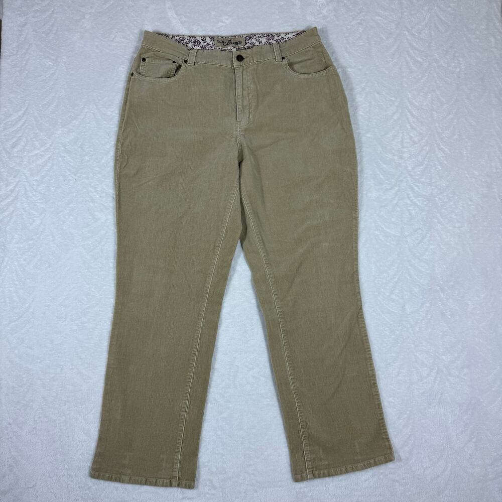 L.A Blues Women's 16W Beige Corduroy Straight Leg Pants Cotton Button Pockets